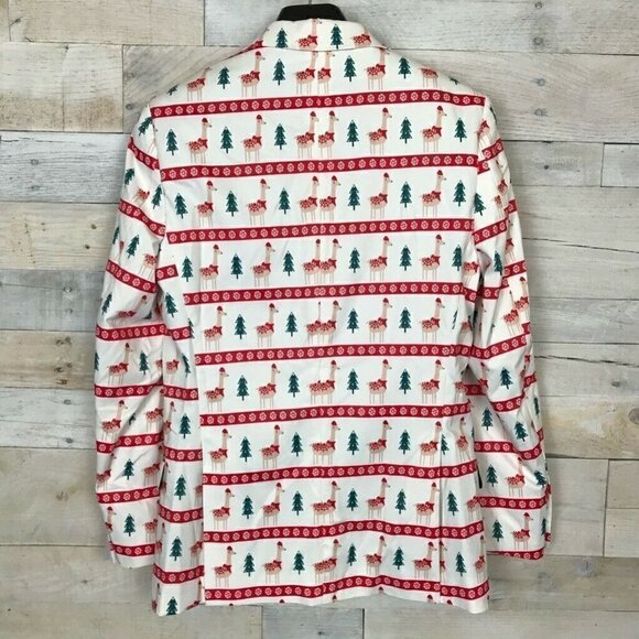 Suslo Couture Suit Jacket White Red Christmas S 38 - Picture 3 of 7